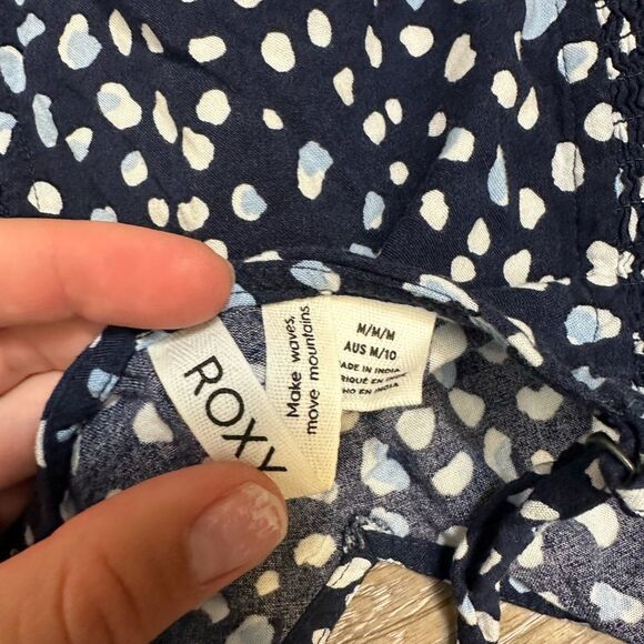 Roxy Elegant Navy and White Polka Dot Midi Dress Sz M - Picture 4 of 4